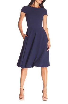Dress The Population Livia Fit & Flare Dress in Midnight at Nordstrom Rack, Size Xx-Small