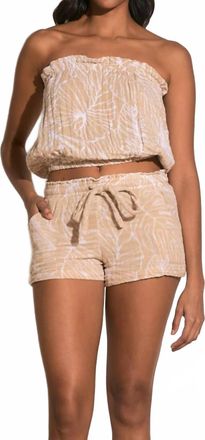 Elan Organic Gauze Top In Tan White Tropic