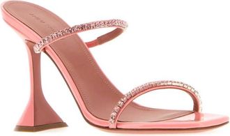 Amina Muaddi Pink Leather Gilda Heels