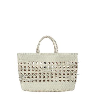 Osoi Osoi Biscuit Tote White Handbag With Double Round Handles And Braided Design In Leather Woman