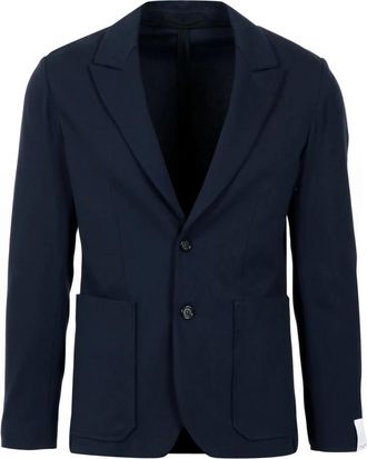 Paolo Pecora Blauwe Jersey Jas met Enkele Rij Sluiting - Heren - Blazers - Blauw - M - Jassen