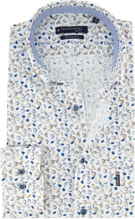 Giordano Overhemd Giordano wit geprint lange mouw katoen geel blauw