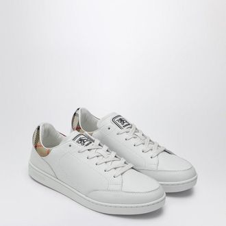 Burberry Set Sneakers In White Leather And Check