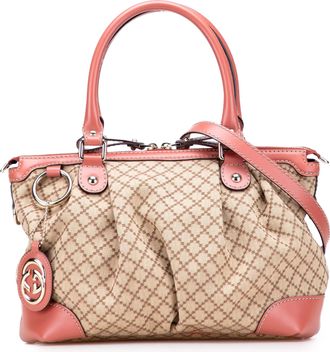 Gucci Pre-owned Womens Dia Bag Canvas Leather Handbag - Tan Textile - One Size
