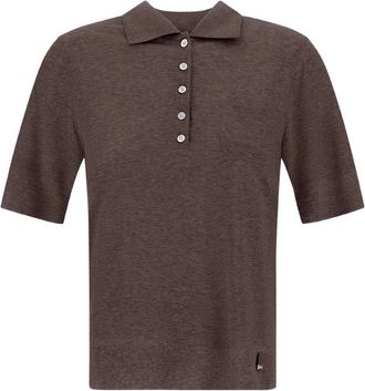Herno Truien & Vesten, Dames, Bruin, M, Katoen, Lyocell Katoen Polo