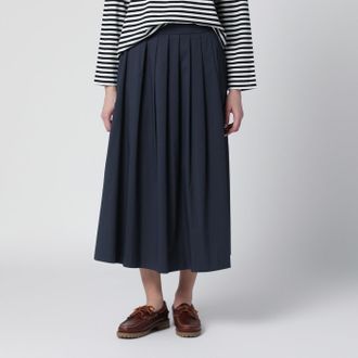 Pantaloni Torino Blue pleated cotton-blend skirt
