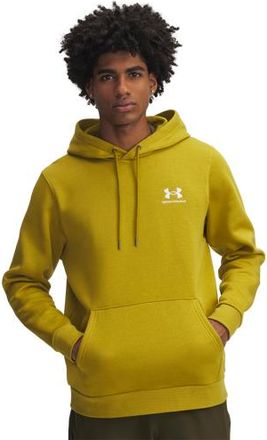Under Armour Mens Essential Fleece Hoodie - Green Legacy/White Size L