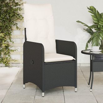 vidaXL Sillones Reclinable Jard&iacute;n Cojines 2 Uds Rat&aacute;n Sint&eacute;tico Negro Vidaxl