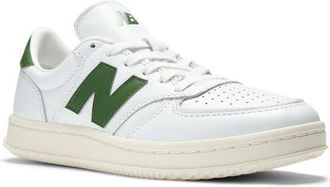New Balance T500 Tennis Sneaker in White/Dark Alpine Green at Nordstrom, Size 7