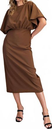 Glam Gilded Goddess Midi Dress In Brown