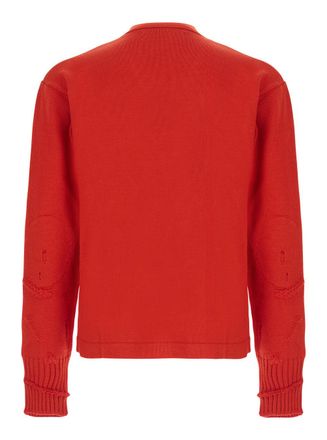 ERL Script Knit Tech Fabric Cardigan - Red