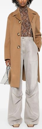 Max Mara Womens Wool Midi Coat - Tan - Size EU 38 (Womens)