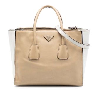 Prada Pre-owned Prada Bicolor Glace Calf Twin Pocket Double Handle Satchel Ladies ULTBI25T07VLQDIP