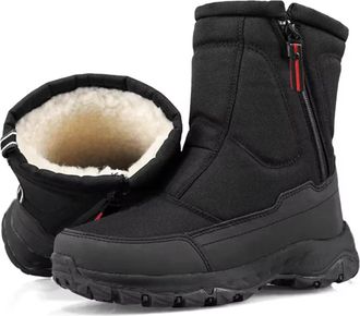 Generic Mens Waterproof Walking Boots Winter Warm Fur Lined Snow Boots Men Comfortable Outdoor Black Casual Boots
