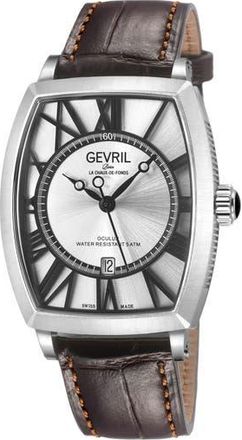 Gevril Group Oculus Automatic Leather Strap Watch, 36mm x 43mm in Brown at Nordstrom Rack