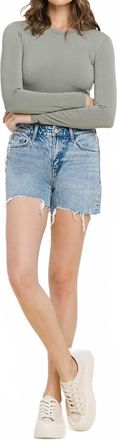 Flying Monkey High Rise Raw Hem Shorts In Moon Goddess