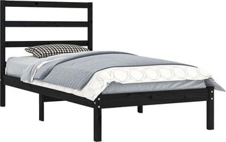 vidaXL Bed Frame without Mattress Black 100x200 cm Solid Wood Pine Vidaxl