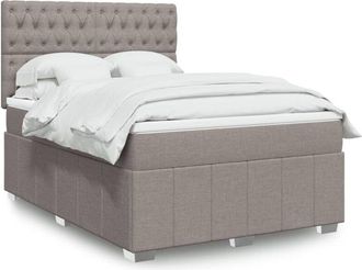 vidaXL Vidaxl - Cama Box Spring Con Colch&oacute;n Tela Gris Taupe 140x200 Cm