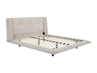 Vente-Unique Cama de 140 x 190 cm con cabecero capitoné - Tela - Beige - PENAVI