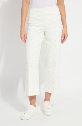 Lyss&eacute; Audrey Embellished Pull-On Crop Wide Leg Knit Jeans in Ecru White at Nordstrom, Size X-Small