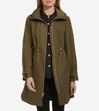 Cole Haan Womens Packable Rain Jacket - Green Size Medium