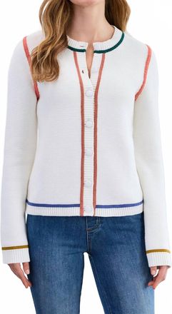FDJ Tipping Cotton Cardigan In Creme