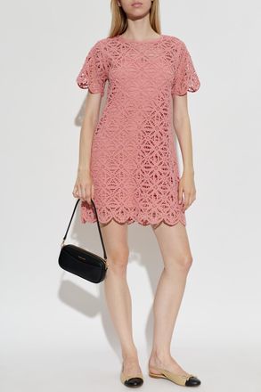 Michael Michael Kors Dress With A Decorative Knit, Womens, Pink
