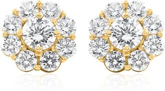 Pompeii3 3Ct Diamond Halo Studs 14k Yellow Gold EX3 Lab Grown