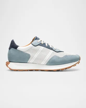 Magnanni Men & apos;s Romero Leather and Suede Runner Sneakers