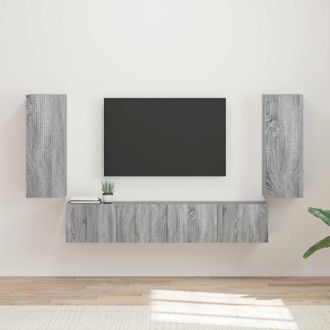 vidaXL Conjunto De Mueble Para Tv De Pared 4 Uds. Sonoma Gris Vidaxl