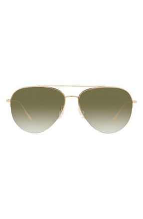 Oliver Peoples Cleamons 60mm Gradient Pilot Sunglasses in Gold /Olive Gradient at Nordstrom