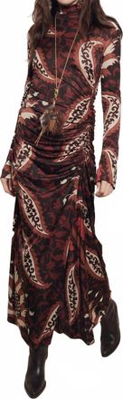 Johanna Ortiz Start Point Maxi Dress In Black Mocca Sand Red
