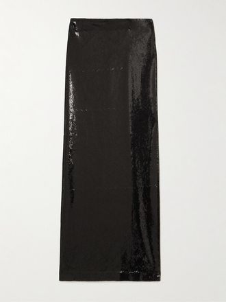 Toteme Gonna Maxi In Raso Con Paillettes - Nero