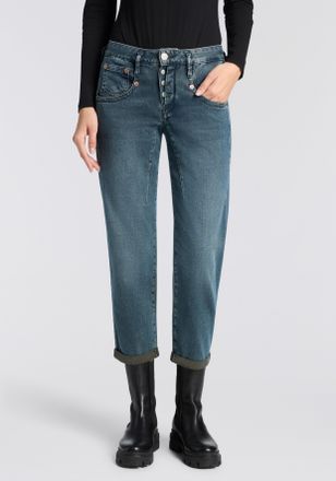 Herrlicher 5-Pocket-Jeans HERRLICHER Shyra Tap Denim Comfort, Damen, Gr. 28, N-Gr, dobby blau, Denim/Jeans, Obermaterial: 98% Baumwolle, 2% Elasthan, 7/8-L&auml;nge, 
