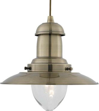 Searchlight Searchlight Fisherman - 1 Light Dome Ceiling Pendant Antique Brass, Clear Glass Medium, E27
