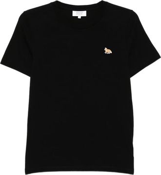 Maison Kitsuné T-shirt con logo ricamato - Nero