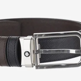 Montblanc Reversible Embossed Leather Belt - Black
