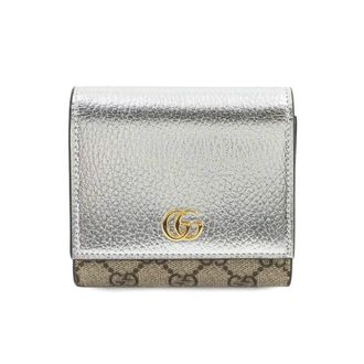 Gucci Silver Beige Canvas Leather Wallet (Bi-Fold) (Pre-Owned)