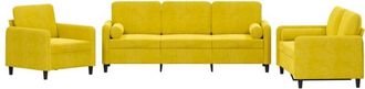 vidaXL Vidaxl - Set di Divani 3 pz con Cuscini Giallo in Velluto