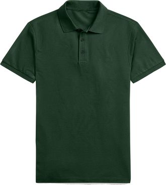 Generic Mens Slim Fit Cotton Pique Polo Shirts for Men Adult, Plain Casual Work Sports T- Shirt Top - Forest Green - Small