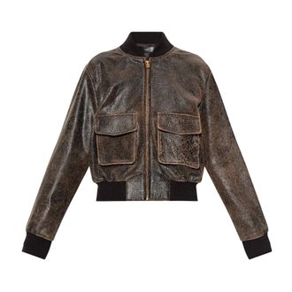 Amiri Chaqueta de Cuero con Bolsillos - Jackets - Mujer - Marr&oacute;n - 2XS
