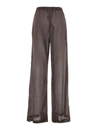 Federica Tosi Womens High-Waisted Cotton Muslin Pants Brown Trousers