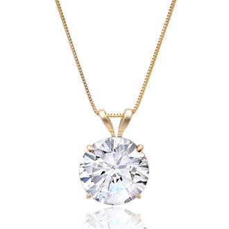 MAX + STONE 14k Yellow or White Gold Round Cubic Zirconia Pendant Necklace 5mm to 10mm