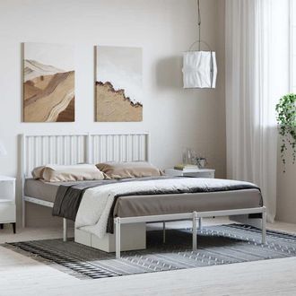 vidaXL Estructura Cama Sin Colch&oacute;n Con Cabecero Metal Blanco 135x190cm Vidaxl
