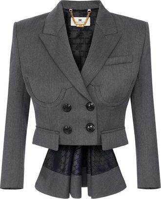 Elisabetta Franchi Cool Wool Jacket - Dames - Blazers - Grijs - S - Wol - Jassen