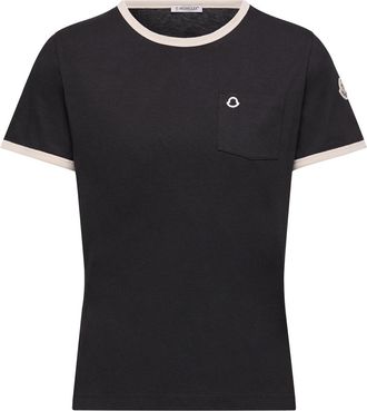 Moncler Moncler Embroidered Logo Cotton T-shirt, Women, Black, Size: Xs