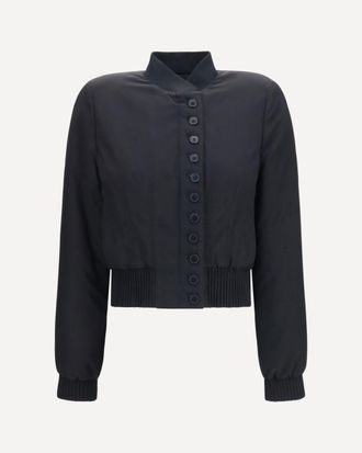 Alexander McQueen Buttoned Bomber Jacket with visible stitching Female 44