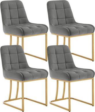 Woltu Woltu - 4x Sillas Modernas De Terciopelo Para Comedor, Sal&oacute;n, Cocina, Asiento, Gris Oscuro