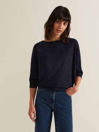 Phase Eight Cristine Slash Neck Knit Jumper in Navy at Nordstrom, Size X-Small