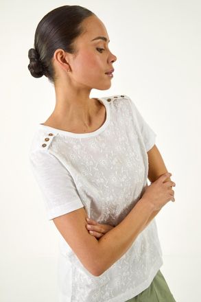 Roman Contrast Embroidered Top
